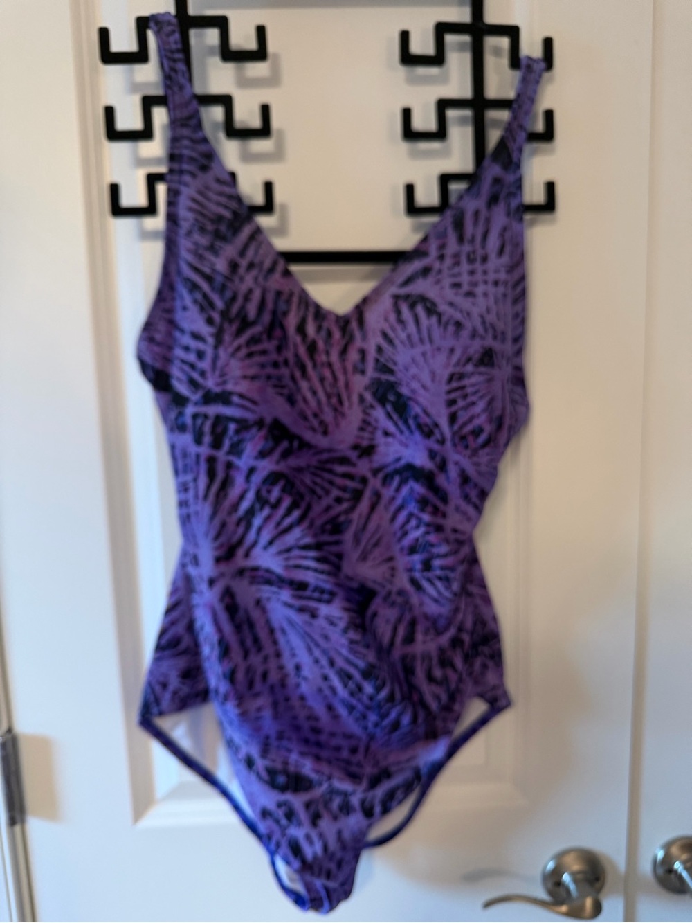 Women’s Speedo Purple and Black Patterned One-Piece Swimsuit 14